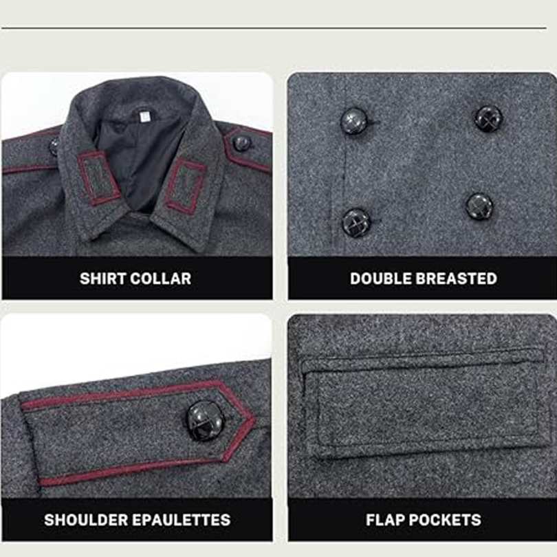 Men's Grey Wool Military Greatcoat – Long Vintage Overcoat Men's Grey Wool Military Greatcoat – Long Vintage Overcoat - Image 6
