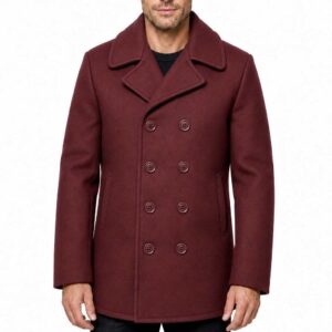 Men's Navy Style Black Peacoat Warm Wool Overcoat img 23301 opt