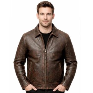 Clara Leather Jackets Vintage Distressed Brown Leather Jacket