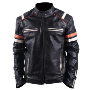 Men's Cafe Racer Black Retro Leather Jacket