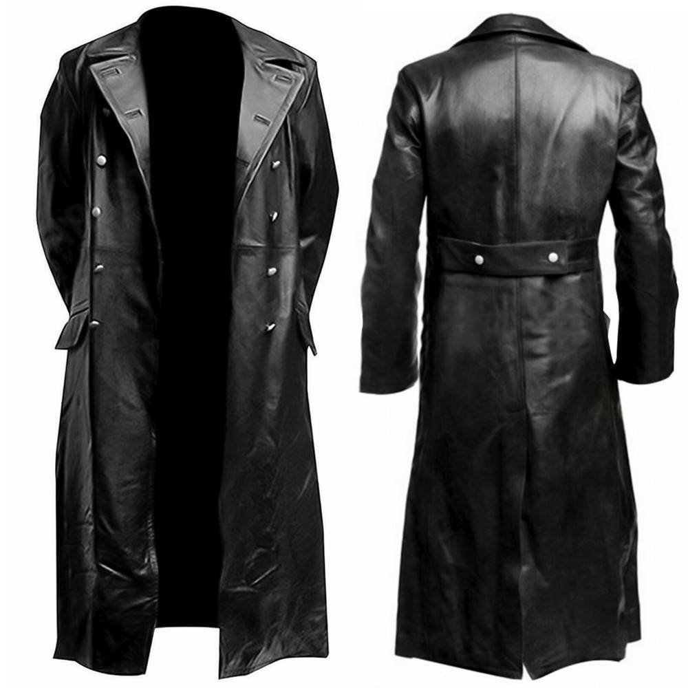 WW2 German Officer Black Leather Trench Coat WW2 German Officer Black Leather Trench Coat - Image 4