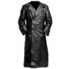 WW2 German Officer Black Leather Trench Coat
