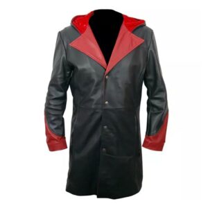 Men's Real Leather Halloween Costume Hooded Coat