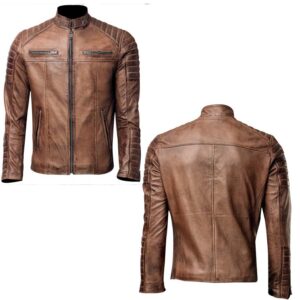 Men's Vintage Tan Brown Leather Jacket img 6888 opt