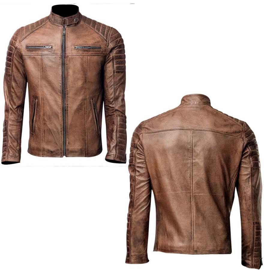 Men's Vintage Tan Brown Leather Jacket Men's Vintage Tan Brown Leather Jacket - Image 6