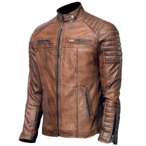 Men's Vintage Tan Brown Leather Jacket img 6889 opt