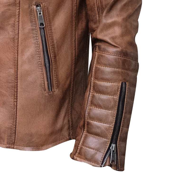 Men's Vintage Tan Brown Leather Jacket Men's Vintage Tan Brown Leather Jacket - Image 5