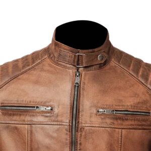 Men's Vintage Tan Brown Leather Jacket img 6891 opt