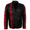 Men Cafe Racer Star Black Leather Jacket