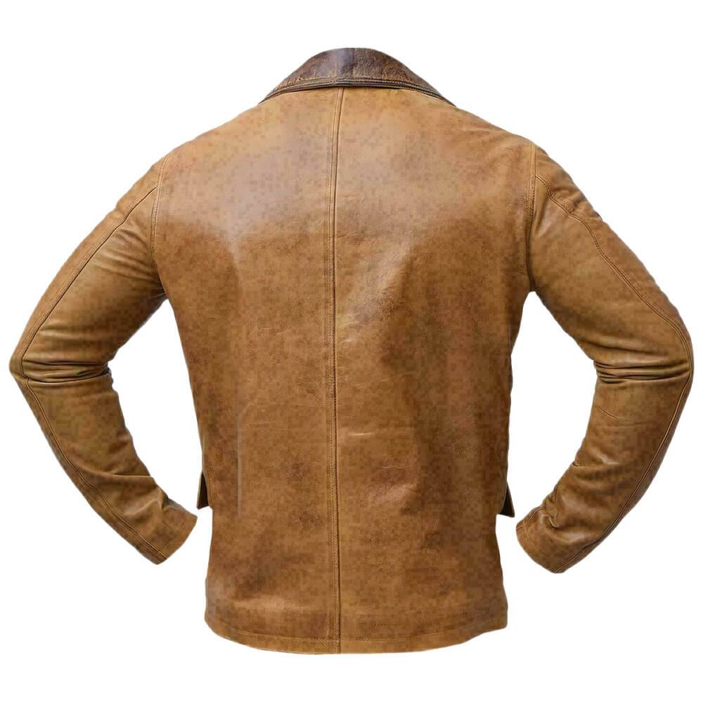 Men's Western Genuine Brown Leather Coat Men's Western Genuine Brown Leather Coat - Image 4