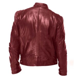 Alternative view of Mens Biker Vintage Maroon Leather Jacket