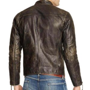 Alternative view of Men's Distressed Brown Leather Jacket