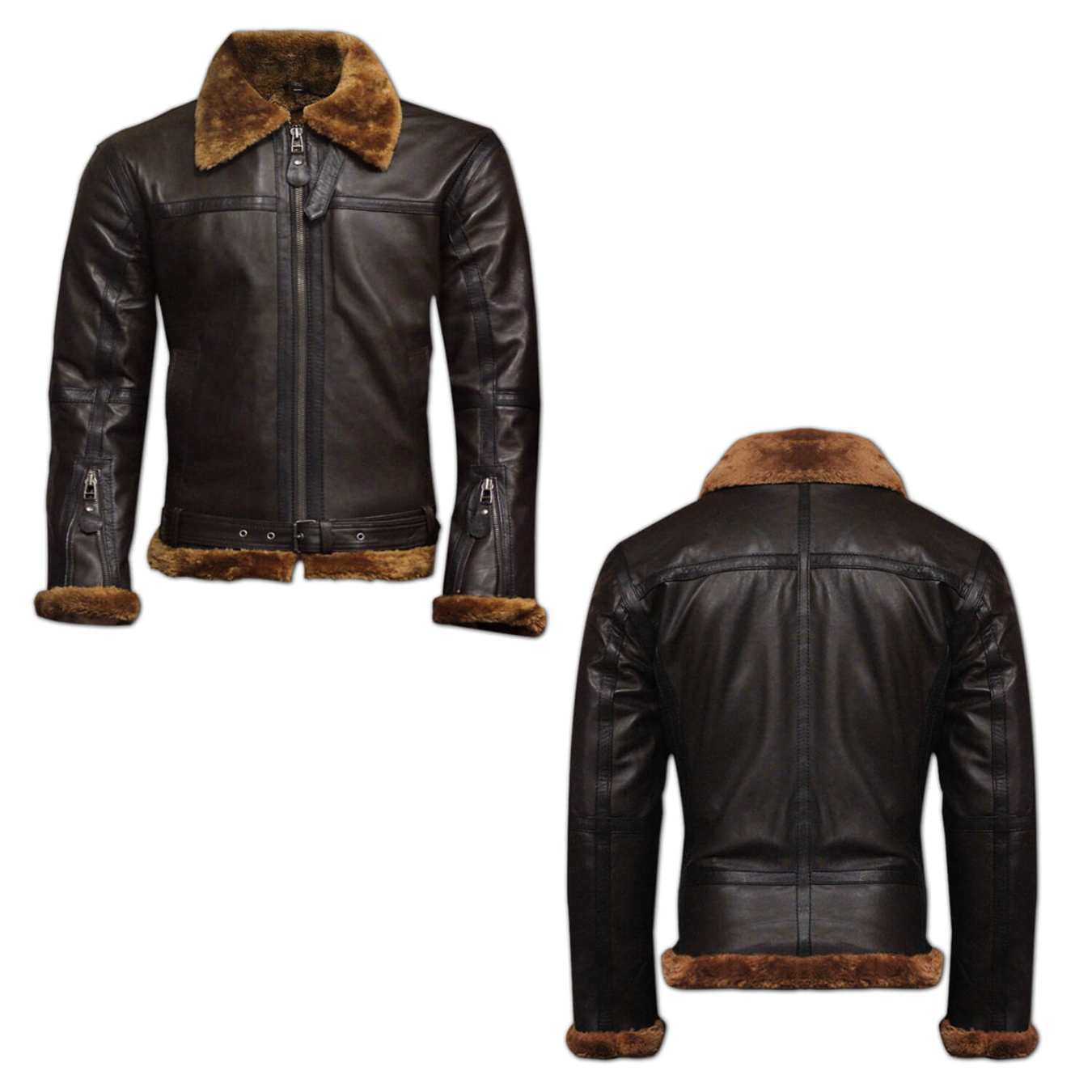 Men's B3 Shearling Brown Leather Jacket Men's B3 Shearling Brown Leather Jacket - Image 4
