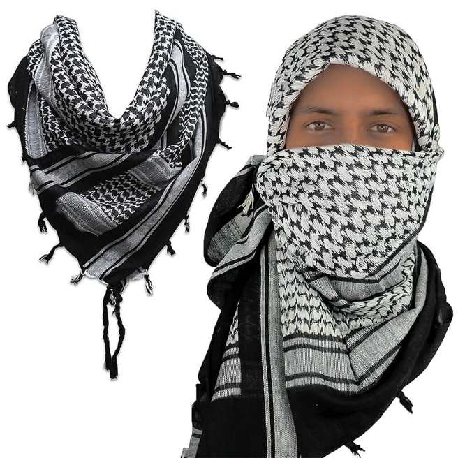 Black Grey Shemagh Keffiyeh Scarf Black Grey Shemagh Keffiyeh Scarf - Image 2