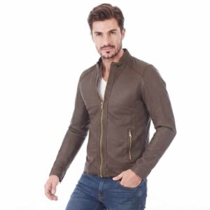 mens brown biker jacket 1