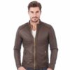 Men's Brown Leather Racer Sleek Jacket