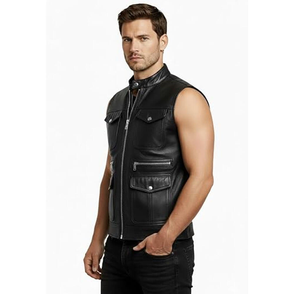 Men's Leather Vest Men's Leather Vest - Image 3