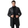 Buy Men's Black Real Leather Overcoat