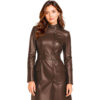 Women's Mid-Length Leather Trench Coat