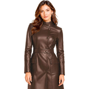Women's Mid-Length Leather Trench Coat