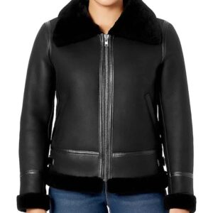 womenns b3 black black fur jacket 1