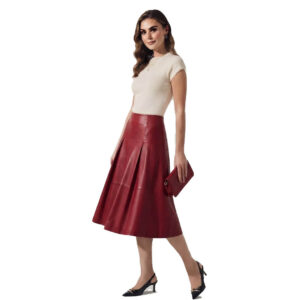 womenns leathe maroon skirt