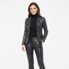 Women's Black Leather Blazer Jacket