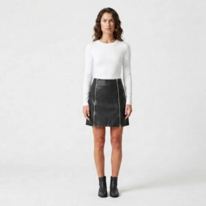 Clara Women's Leather Double Zip Skirt