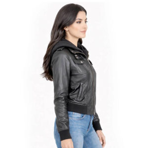 Alternative view of Women's Hooded Leather Jacket
