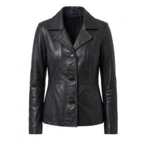 Classic Leather Blazer for Women Tailored Fit Coat womens new blazer black