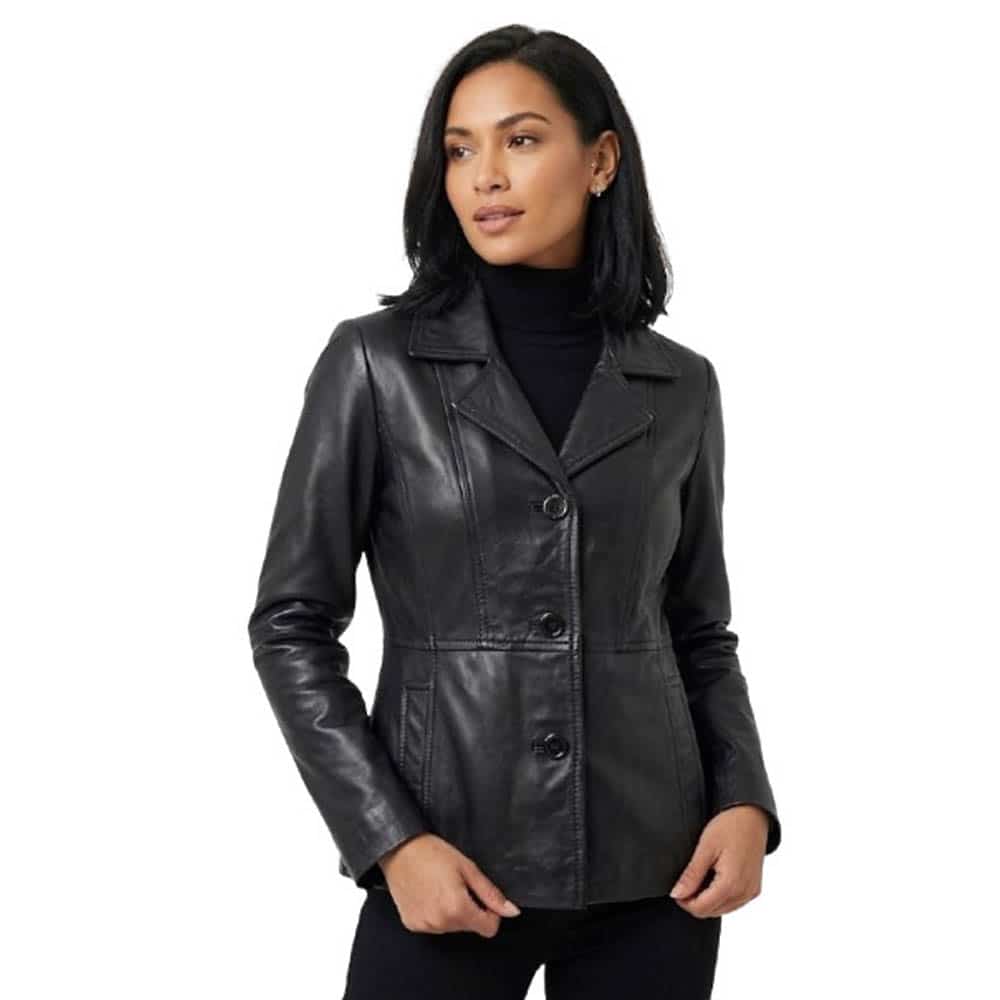 Classic Leather Blazer for Women Tailored Fit Coat Classic Leather Blazer for Women Tailored Fit Coat - Image 2