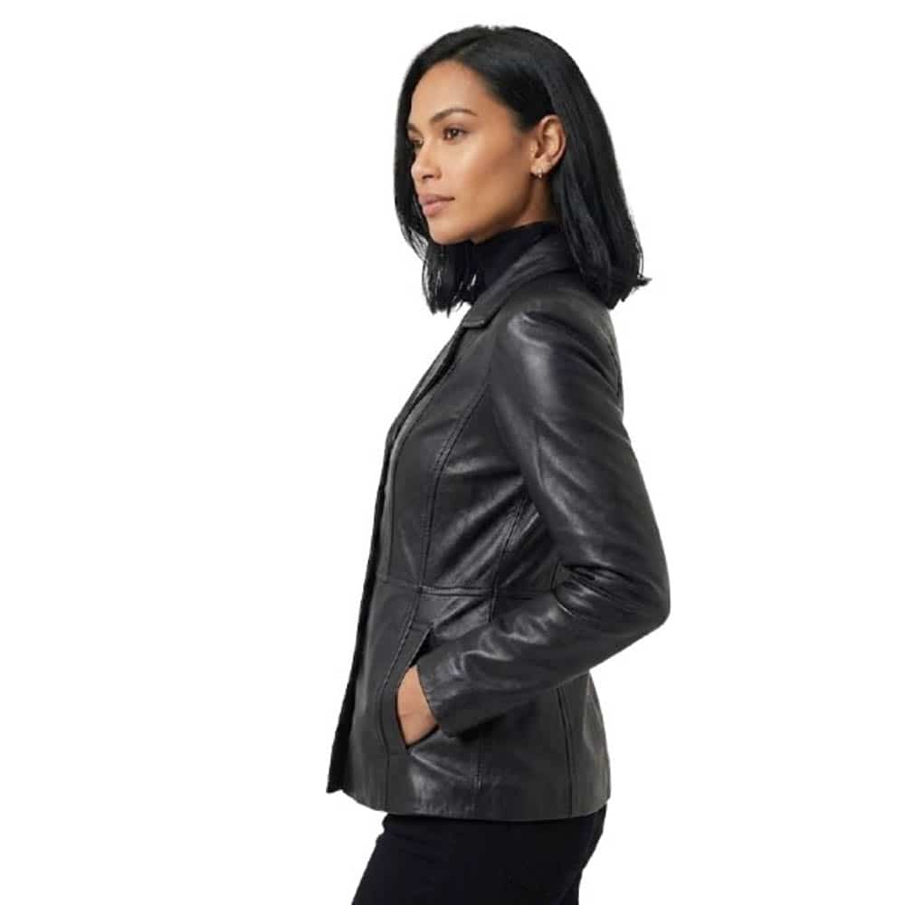 Classic Leather Blazer for Women Tailored Fit Coat Classic Leather Blazer for Women Tailored Fit Coat - Image 3
