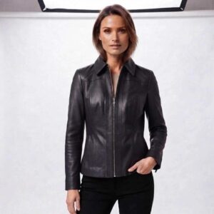 Alternative view of Ladies Fitted Shirt Collar Zip Jacket UK