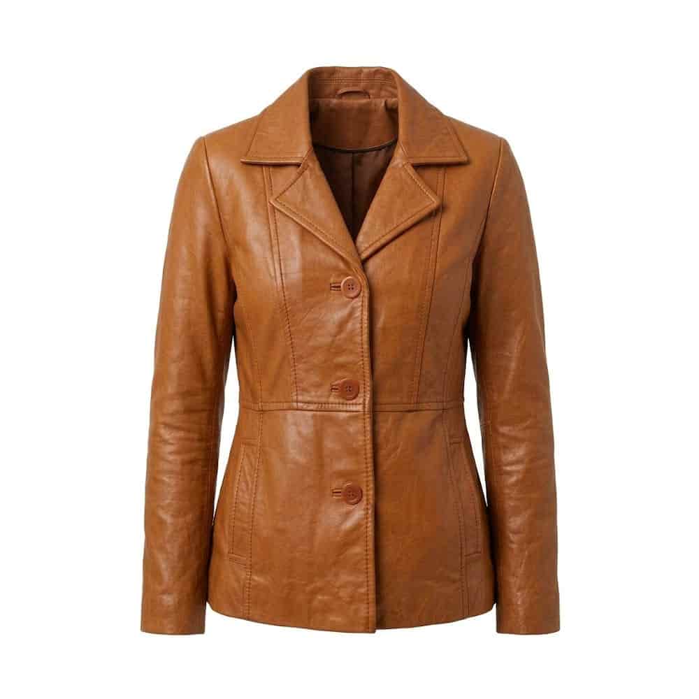 Classic Leather Blazer for Women Tailored Fit Coat Classic Leather Blazer for Women Tailored Fit Coat - Image 9