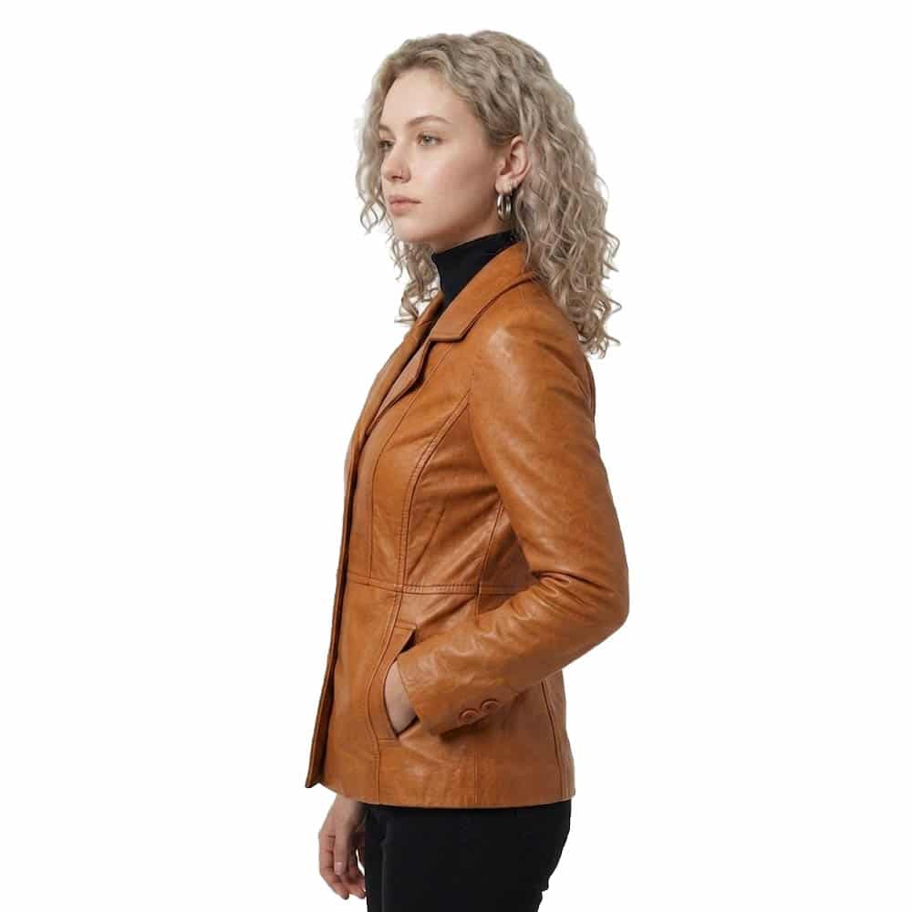 Classic Leather Blazer for Women Tailored Fit Coat Classic Leather Blazer for Women Tailored Fit Coat - Image 10