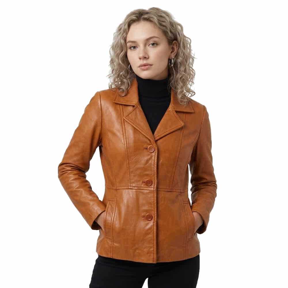 Classic Leather Blazer for Women Tailored Fit Coat Classic Leather Blazer for Women Tailored Fit Coat