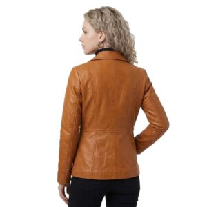 Classic Leather Blazer for Women Tailored Fit Coat womens new tan leather coat