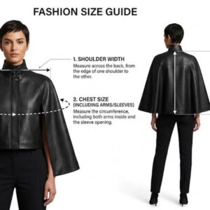 Ladies Leather Cape Poncho Jacket Crop Statement UK womens size chart 1