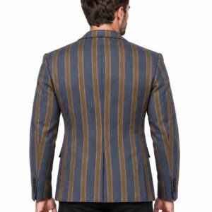 Alternative view of Men's Navy Striped Denim Blazer Coat