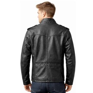 Mens Black Leather Jacket Style Biker Jacket for Men Classic Motorcycle Leather Coat 1