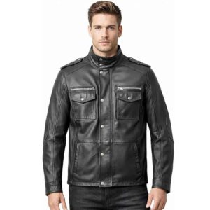 Men's Leather Motorcycle Biker Jacket