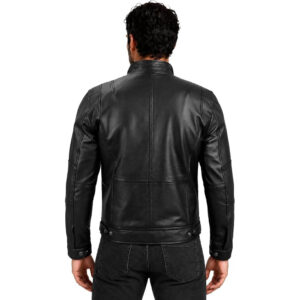 Mens Genuine Leather Jacket – Vintage Cafe Slim Fit Black Leather Jacket – Mens Real Leather Motorcycle Jacket