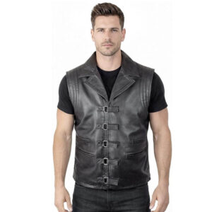 Leather Biker Sleeveless for Men Waistcoat