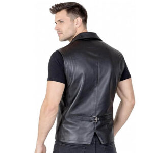 Leather Biker Sleeveless for Men Waistcoat Mens Real Leather Black Soft Sheepskin Leather Classic Motorcycle Sleeveless Style Vest