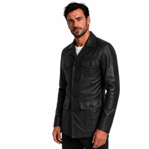 Men's Leather Safari Jacket Genuine Leather Car Coat Mens Real Leather Jacket Length Safari lazer Style Genuine Lambskin Leather Jacket