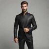 Men's Slim Fit Leather Jacket Collar Blazer Style