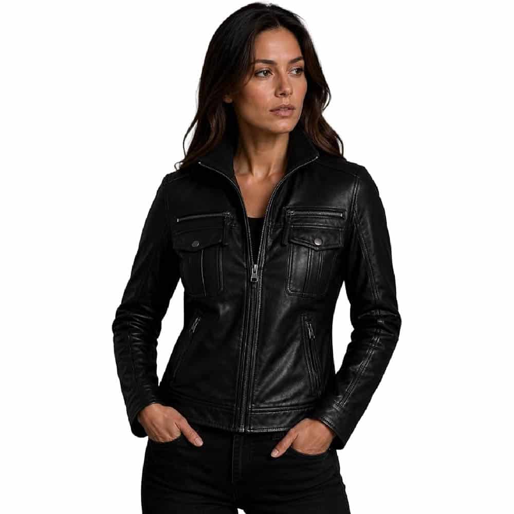 Women's Black Genuine Leather Biker Jacket Women's Black Genuine Leather Biker Jacket