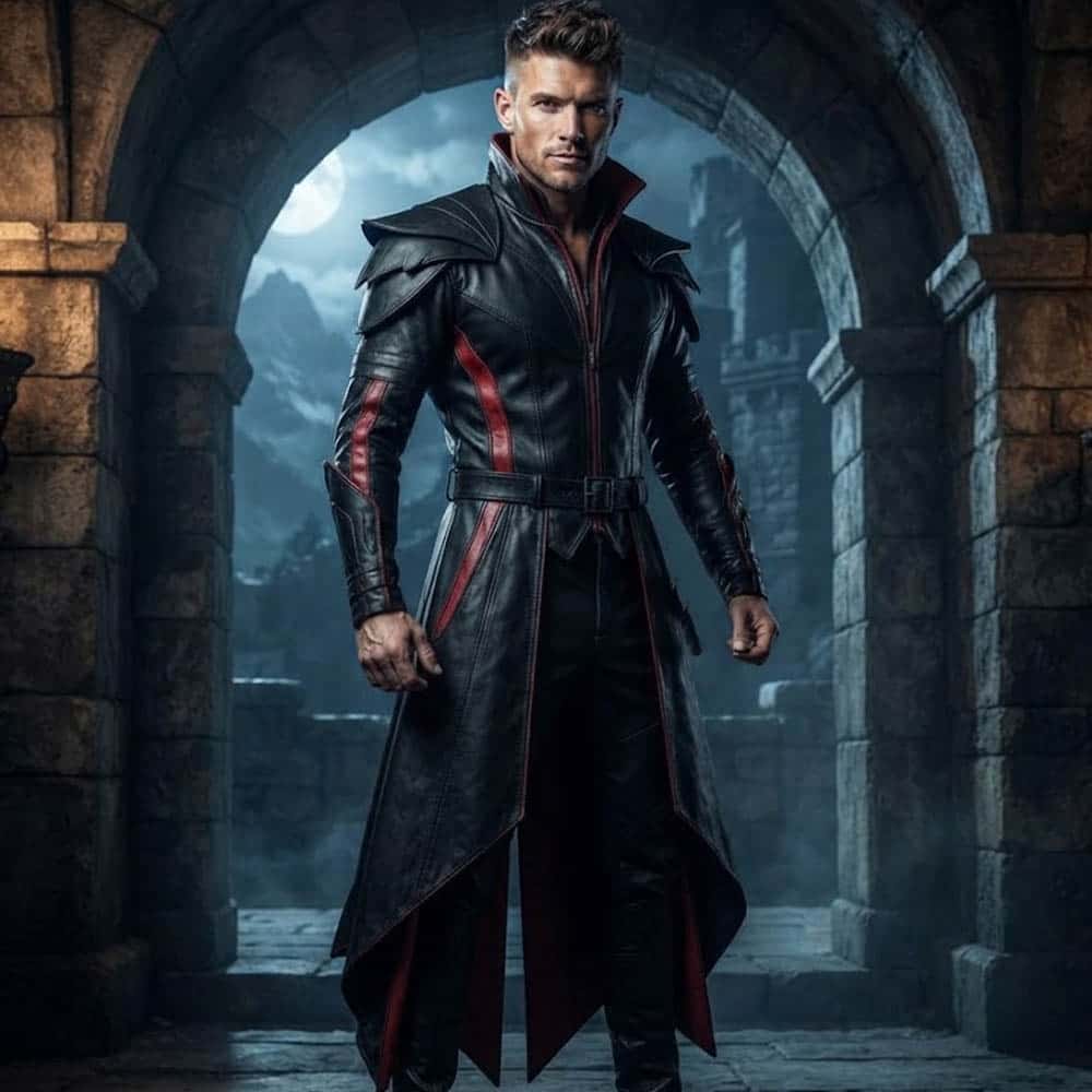 Men's Gothic Fantasy Warrior Leather Trench Coat Men's Gothic Fantasy Warrior Leather Trench Coat