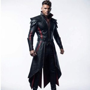 Men's Gothic Fantasy Warrior Leather Trench Coat