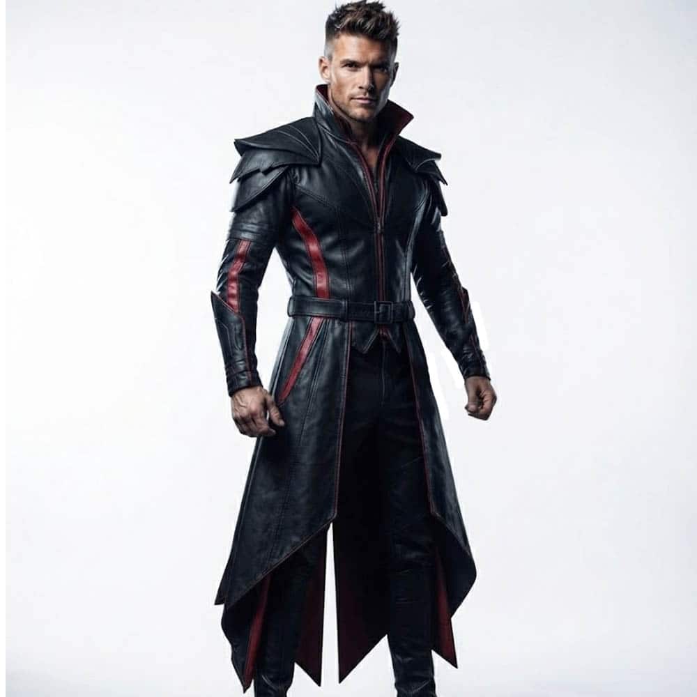 Men's Gothic Fantasy Warrior Leather Trench Coat Men's Gothic Fantasy Warrior Leather Trench Coat